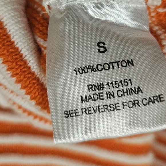 Orange Ribbed knit striped 2 pcs set Cotton long sleeves tops mini Skirt size S - Picture 9 of 12